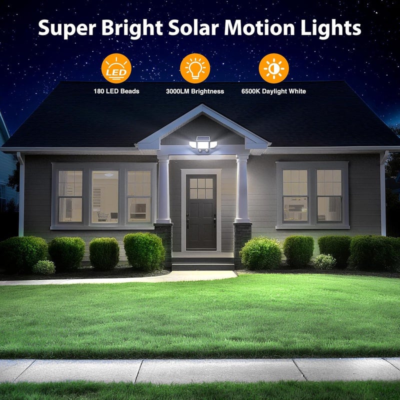 Onforu Solar Lights Outdoor, 3000LM Motion Sensor Security Flood Lights with Remote Control, 3 Modes, IP65 Waterproof Solar Powered for Yard, Pathway, Garden, Pool, Garage, 4 Pack - Image 2